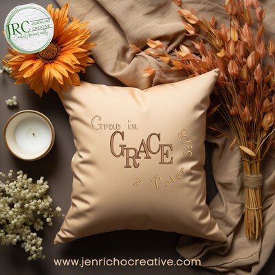 Grow in Grace Embroidered Pillow Cover - image3